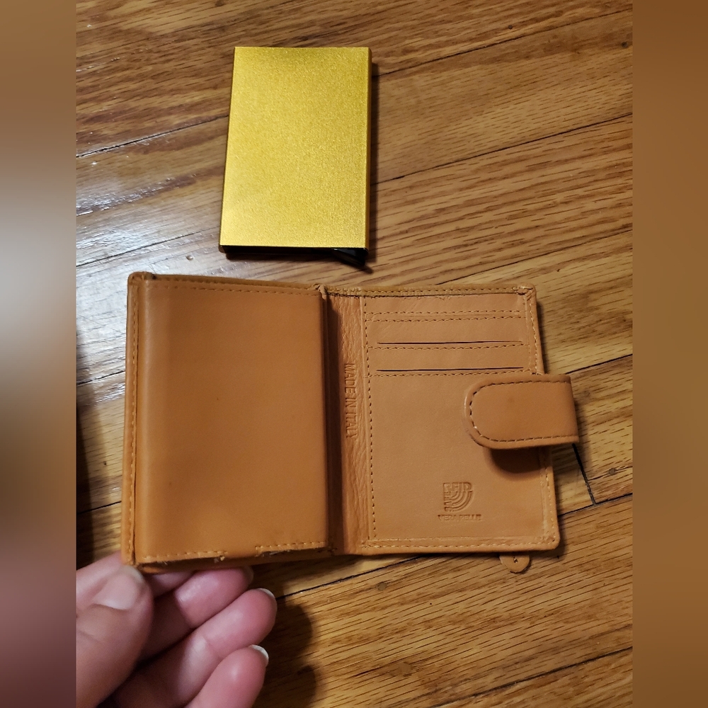 Rfid Made In Italy Very Soft Elegant Tan Leather Card Holder Mens